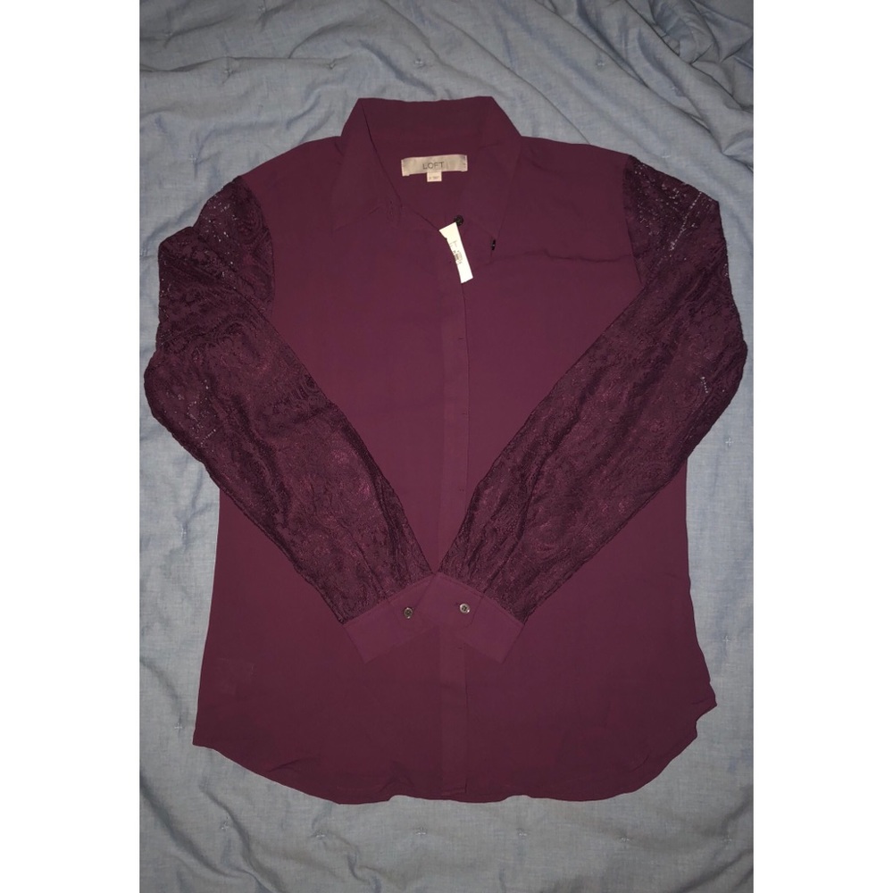 🆕 NWT Loft Purple Blouse Long Sleeve - Picture 3 of 5